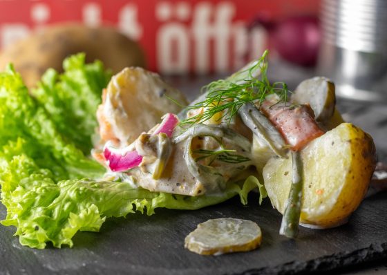 Kartoffel-Lachs-Salat mit Schnippelbohnen - Vegan mit Karottenlachs