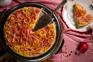 Apple rose tart with handmade apple roses