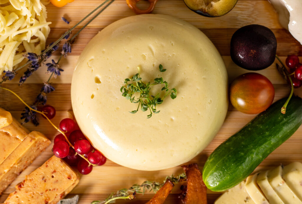 Potato cheese, this vegan cheese recipe even doesn't contain any nuts. And it's grateable.