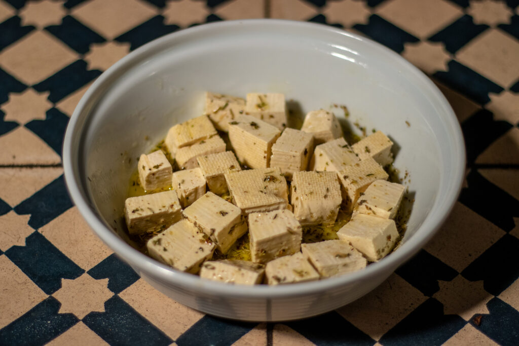 2. The Veta cubes are in the marinade and ready for the oven