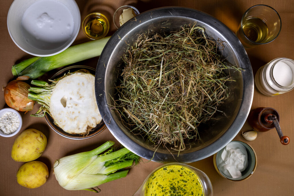 1. Alle Zutaten für die vegane Heusuppe.