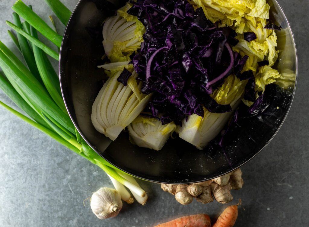 Unfermented ingredients for kimchi.