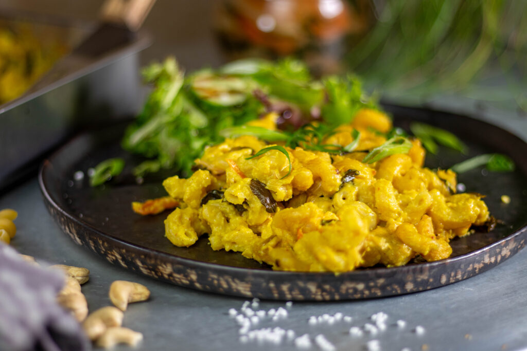 Kimchi Mac’n’Cheese: Macaroni and cheese, in my recipe vegan and with kimchi.