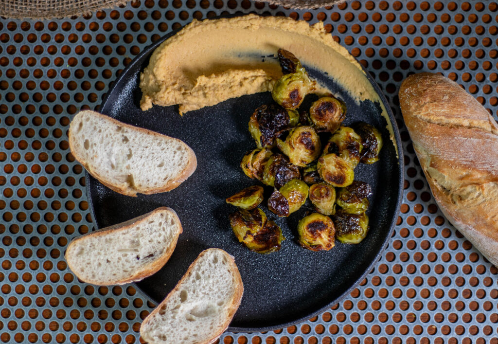 Crispy Brussels Sprouts from the Oven with Balsamic Honey Glaze. 