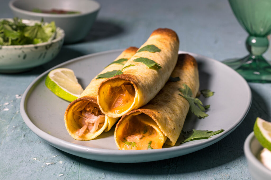 Vegane, cremige Chicken Taquitos