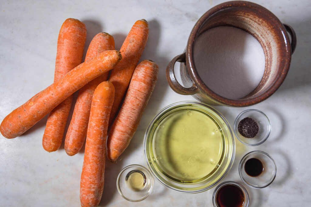 All ingredients for vegan carrot lox.